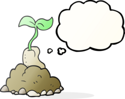 hand drawn thought bubble cartoon sprouting seed png