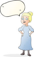 hand drawn speech bubble cartoon victorian woman in dress png