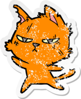 beunruhigter Aufkleber einer starken Cartoonkatze png