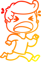 warm gradient line drawing of a cartoon shouting man png