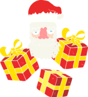 flat color illustration of tired santa claus face with presents png