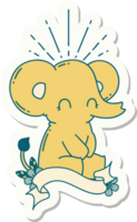 pegatina de un lindo elefante estilo tatuaje png