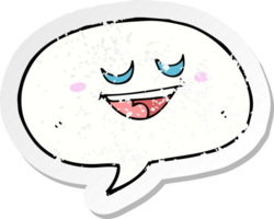 retro distressed sticker of a cute cartoon speech bubble png