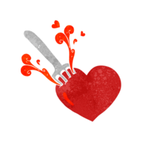 hand retro cartoon fork in heart png