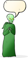 cartoon skeleton in black robe with speech bubble png