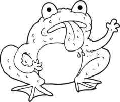 hand drawn black and white cartoon frog png