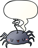 cartoon halloween spider with speech bubble in smooth gradient style png