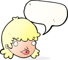 cartoon female face with surprised expression with speech bubble png