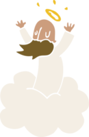 tecknad doodle gud på molnet png