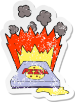 retro bedrövad klistermärke av en tecknad serie Fantastisk pizza png