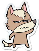 sticker of a cartoon annoyed wolf png