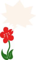 cartoon flower with speech bubble in retro style png