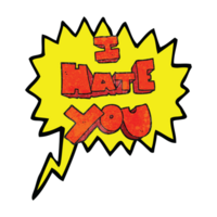 I hate you  hand speech bubble textured cartoon symbol png