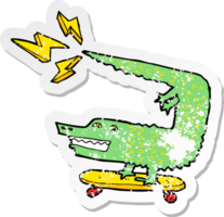 retro verontrust sticker van een verbazingwekkend skateboarden alligator png