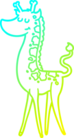 cold gradient line drawing of a cartoon giraffe png