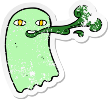 pegatina retro angustiada de un divertido fantasma de dibujos animados png