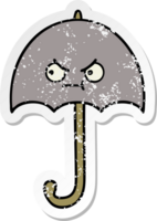 distressed sticker of a cute cartoon umbrella png