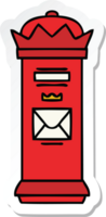 sticker of a cute cartoon british post box png