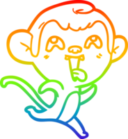 rainbow gradient line drawing of a crazy cartoon monkey png