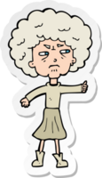 sticker of a cartoon annoyed old woman png