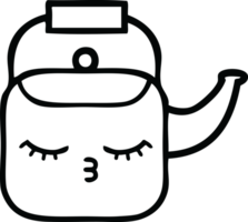 line drawing cartoon of a kettle png