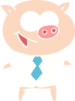 cheerful pig in office clothes png