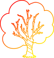 warm gradient line drawing of a cartoon tree png