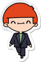 hand drawn sticker cartoon of cute kawaii boy in suit png