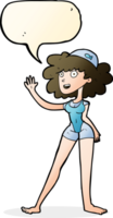 cartoon swimmer woman with speech bubble png