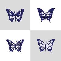 Logo of a butterflies set icon silhouette design on white background vector