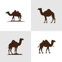 Logo of a camel set icon silhouette design on white background vector