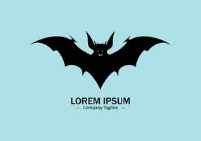 Logo of a bat icon silhouette design on sky color background vector