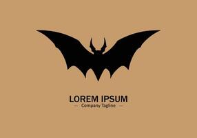 Logo of a bat icon silhouette design on light brown background vector