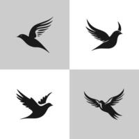 Logo of a bird set icon silhouette design on white background vector