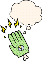 spooky halloween zombie hand with thought bubble in comic book style png