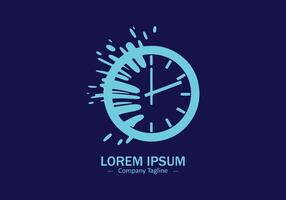 Logo of a wall clock icon silhouette design on blue background vector