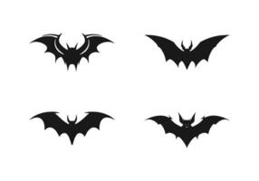 Logo of a bat set icon silhouette design on white background vector