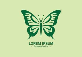 Logo of a butterfly icon silhouette design on light green background vector