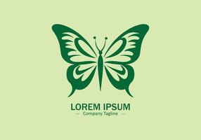 Logo of a butterfly icon silhouette design on light green background vector