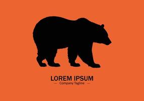 Logo of a bear icon silhouette design on orange background vector