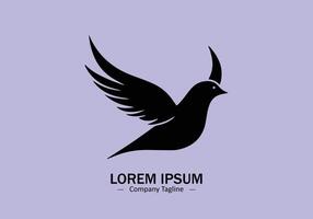 Logo of a dove icon silhouette design on light background vector