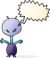 cartoon space alien with speech bubble png