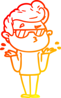 warm gradient line drawing of a cartoon cool guy png