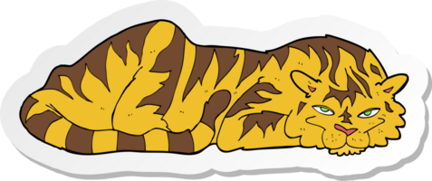 sticker of a cartoon resting tiger png