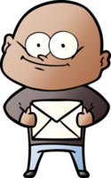 cartoon bald man staring with letter png