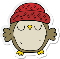 sticker of a cute cartoon owl in hat png