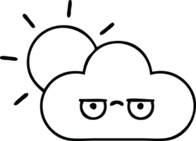 line drawing cartoon of a sun and cloud png