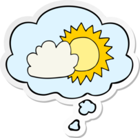 cartoon weather with thought bubble as a printed sticker png