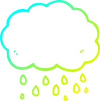 cold gradient line drawing of a cartoon cloud raining png
