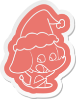 cute quirky cartoon  sticker of a elephant wearing santa hat png
